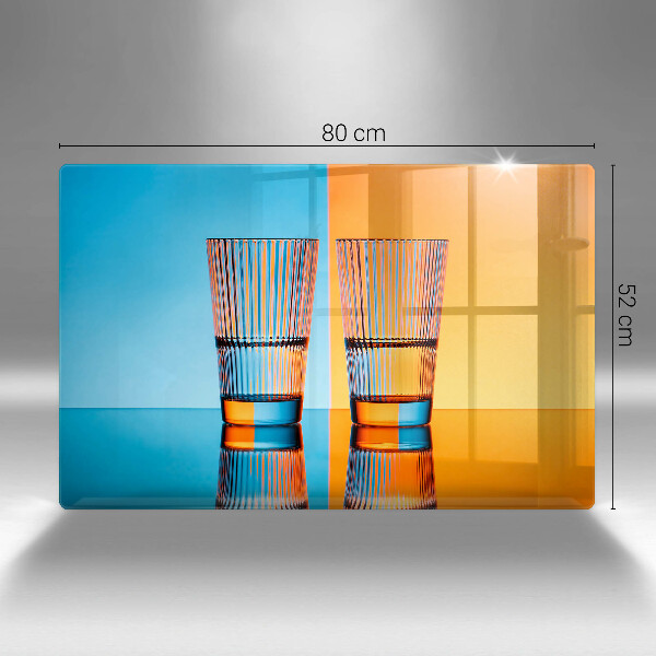 Glas Ceranfeldabdeckung Zwei Gläser Wasser