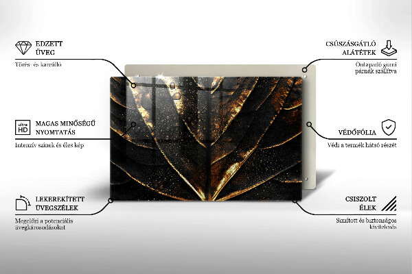 Glas Ceranfeldabdeckung Gold Blatt