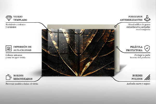Glas Ceranfeldabdeckung Gold Blatt