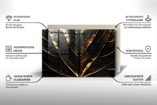 Glas Ceranfeldabdeckung Gold Blatt