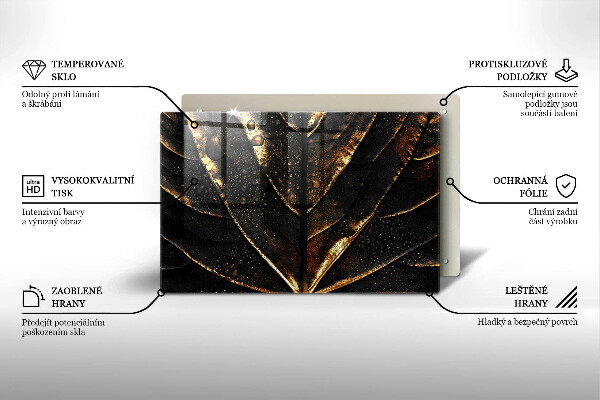 Glas Ceranfeldabdeckung Gold Blatt