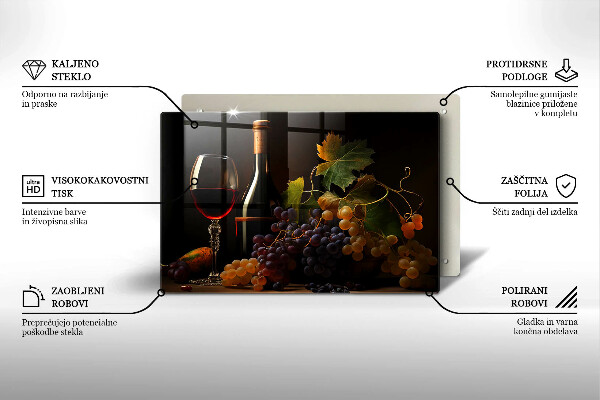 Glas Ceranfeldabdeckung Glas Wein und Trauben