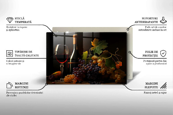 Glas Ceranfeldabdeckung Glas Wein und Trauben