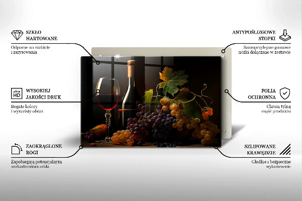 Glas Ceranfeldabdeckung Glas Wein und Trauben