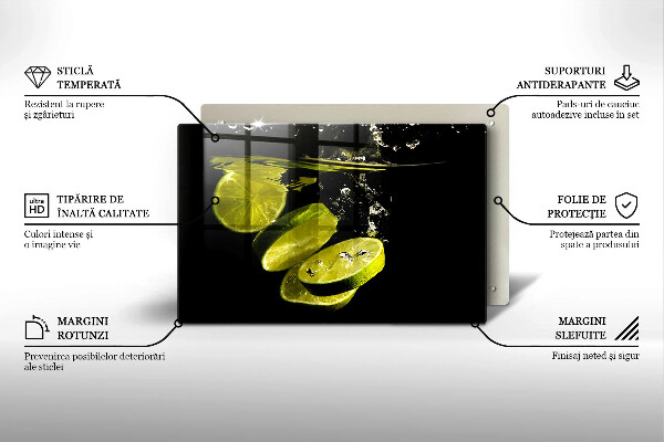 Glas Ceranfeldabdeckung Limetten im Wasser