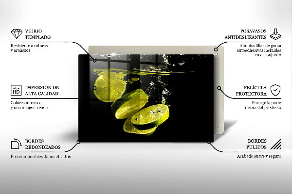 Glas Ceranfeldabdeckung Limetten im Wasser