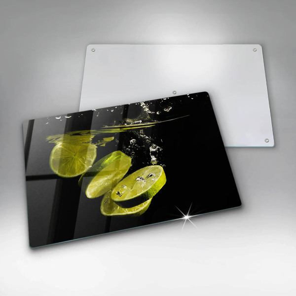 Glas Ceranfeldabdeckung Limetten im Wasser