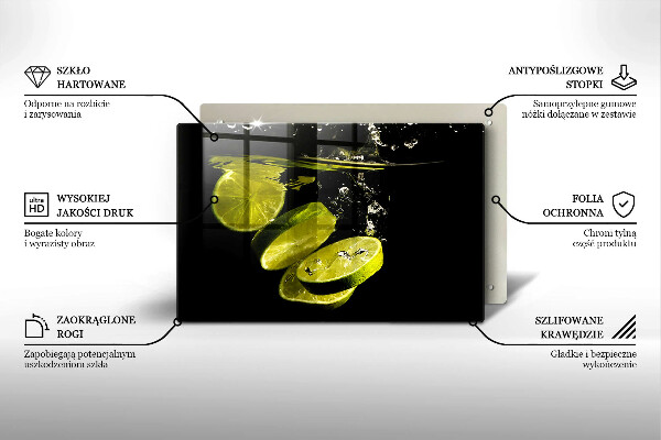 Glas Ceranfeldabdeckung Limetten im Wasser