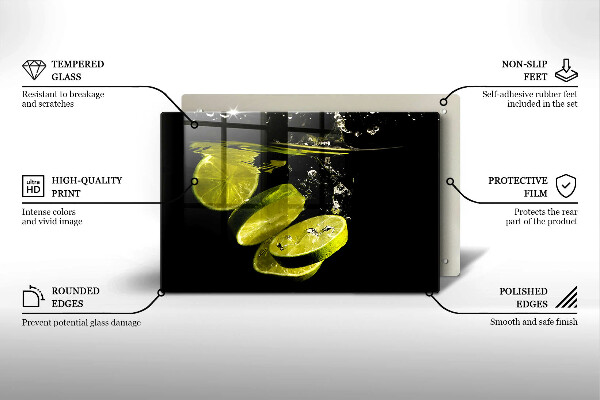 Glas Ceranfeldabdeckung Limetten im Wasser