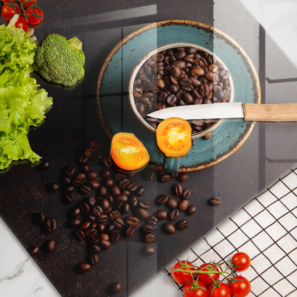 Glas Ceranfeldabdeckung Eine Tasse Kaffeebohnen