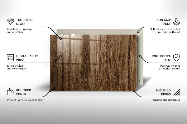 Glas Ceranfeldabdeckung Holzstruktur