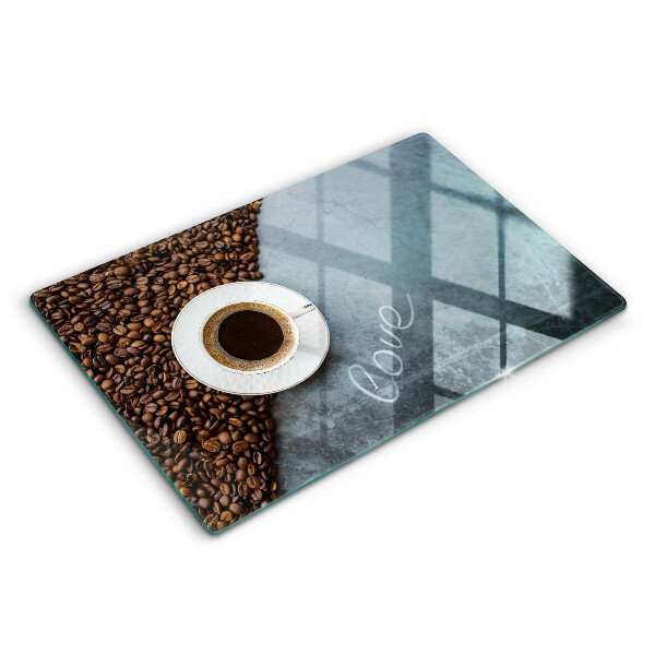 Glas Ceranfeldabdeckung Kaffeebohnen und Tasse
