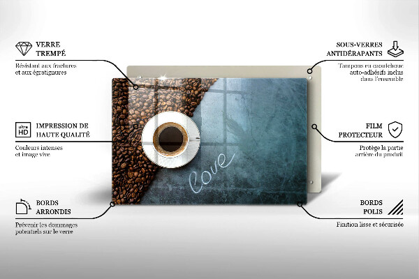 Glas Ceranfeldabdeckung Kaffeebohnen und Tasse