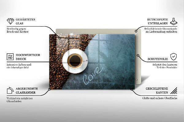 Glas Ceranfeldabdeckung Kaffeebohnen und Tasse