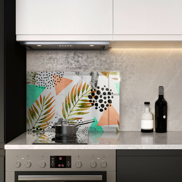 Glas Ceranfeldabdeckung Boho-Blättermuster