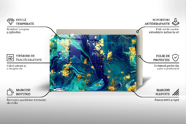 Glas Herdabdeckplatte Abstraktion mit Gold