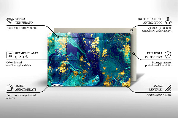 Glas Herdabdeckplatte Abstraktion mit Gold