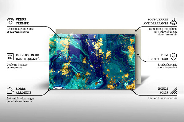 Glas Herdabdeckplatte Abstraktion mit Gold