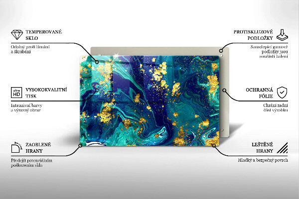 Glas Herdabdeckplatte Abstraktion mit Gold