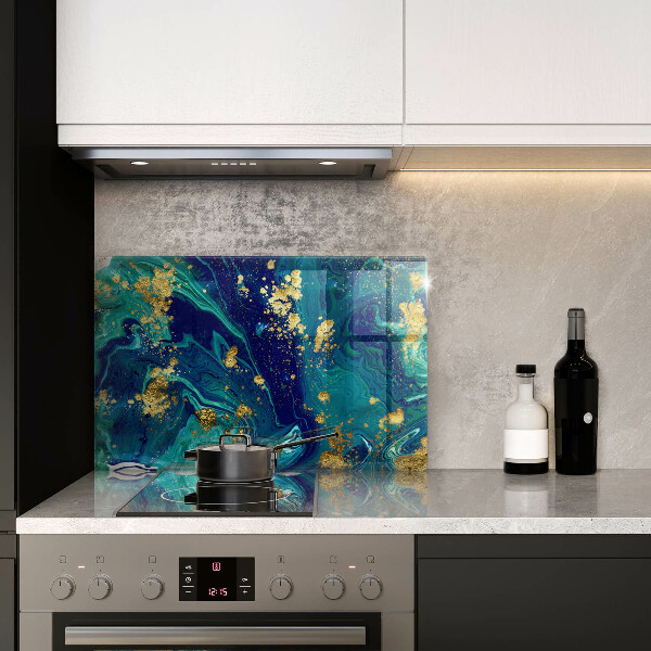 Glas Herdabdeckplatte Abstraktion mit Gold