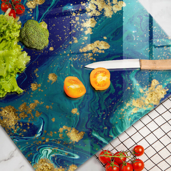 Glas Herdabdeckplatte Abstraktion mit Gold