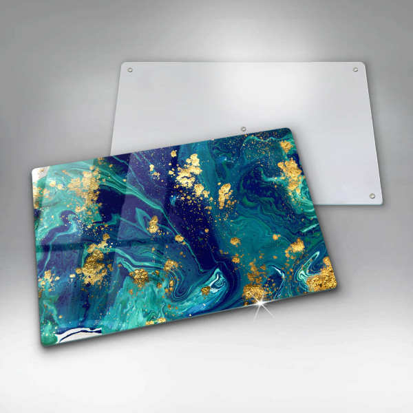 Glas Herdabdeckplatte Abstraktion mit Gold