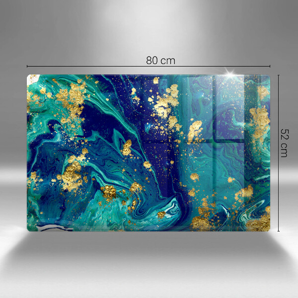 Glas Herdabdeckplatte Abstraktion mit Gold