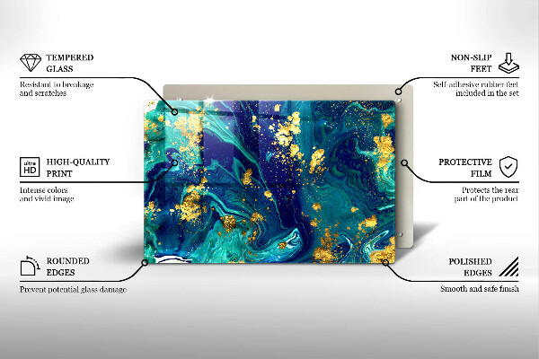 Glas Herdabdeckplatte Abstraktion mit Gold