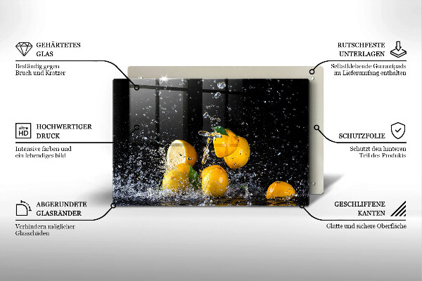 Glas Herdabdeckplatte Saftige Zitronenfrucht