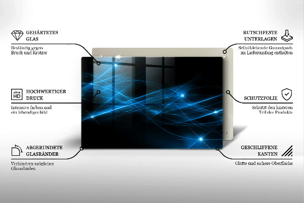 Glas Herdabdeckplatte Abstrakter blauer Rauch