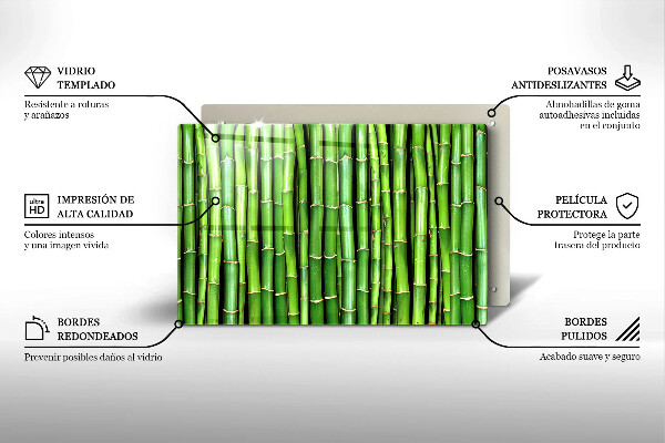 Glas Herdabdeckplatte Naturbambus
