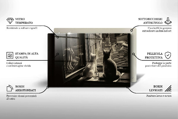 Glas Herdabdeckplatte Katzenstadt und Fenster