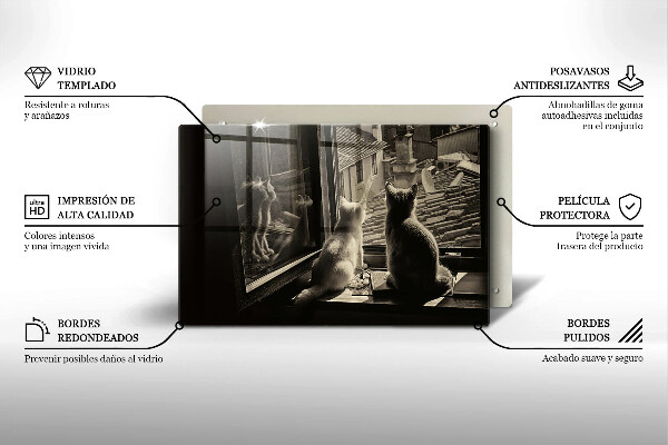 Glas Herdabdeckplatte Katzenstadt und Fenster