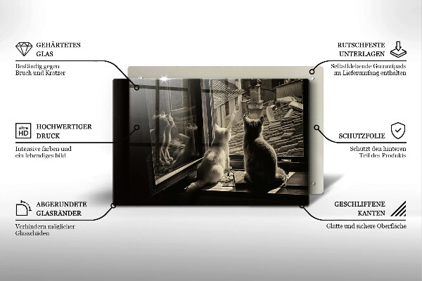 Glas Herdabdeckplatte Katzenstadt und Fenster