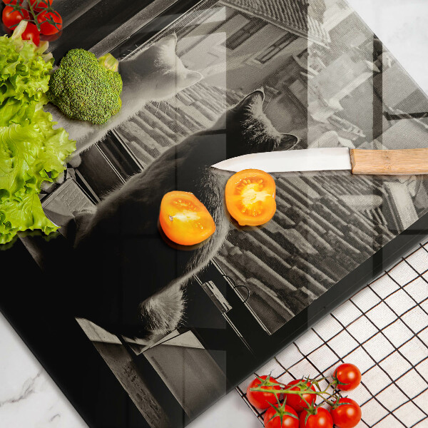 Glas Herdabdeckplatte Katzenstadt und Fenster