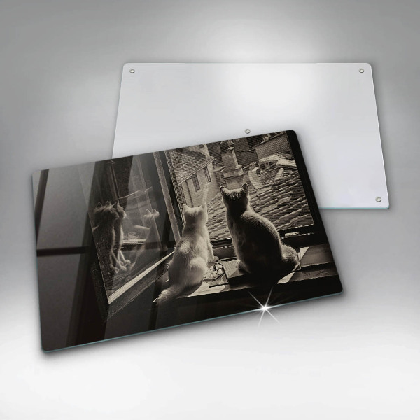 Glas Herdabdeckplatte Katzenstadt und Fenster