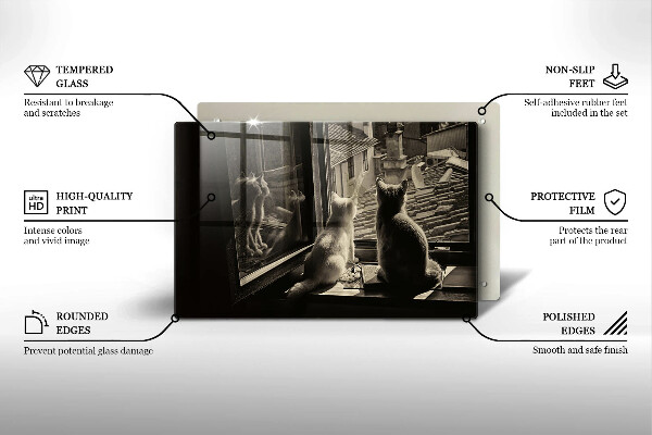 Glas Herdabdeckplatte Katzenstadt und Fenster