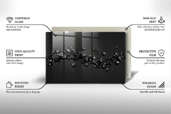 Glas Herdabdeckplatte Abstraktion von 3D-Formen