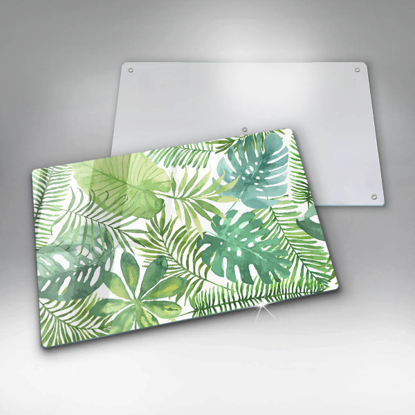 Glas Herdabdeckplatte Aquarell-Boho-Blätter