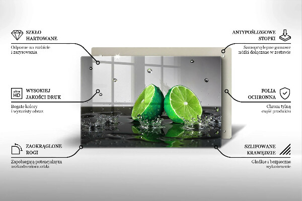 Glas Herdabdeckplatte Saftige Limetten und Wasser