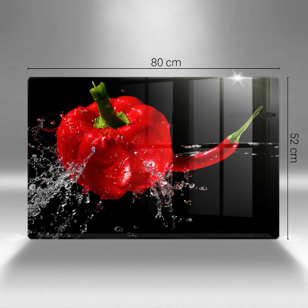 Glas Herdabdeckplatte Rote Paprika in Wasser