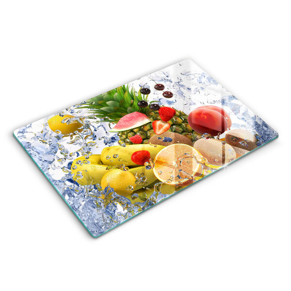 Glas Herdabdeckplatte Saftige Früchte und Wasser