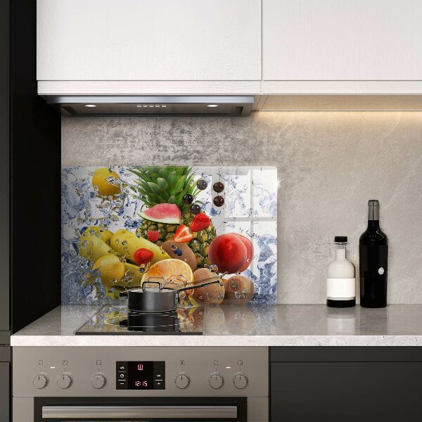 Glas Herdabdeckplatte Saftige Früchte und Wasser