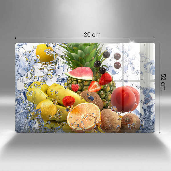 Glas Herdabdeckplatte Saftige Früchte und Wasser