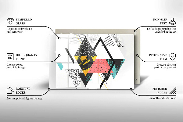 Glas Herdabdeckplatte Abstrakte Dreiecke