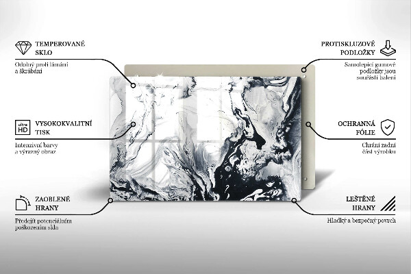 Glas Herdabdeckplatte Tintenabstraktion