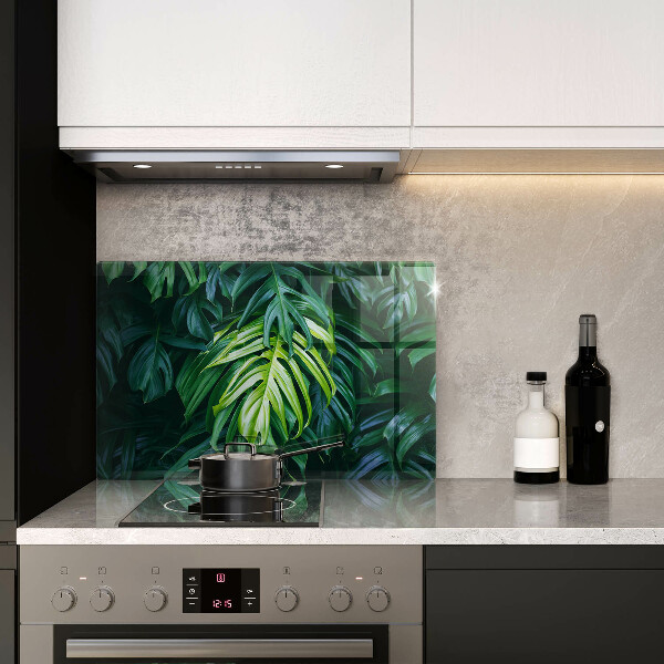 Glas Herdabdeckplatte Wilde Monstera-Blätter