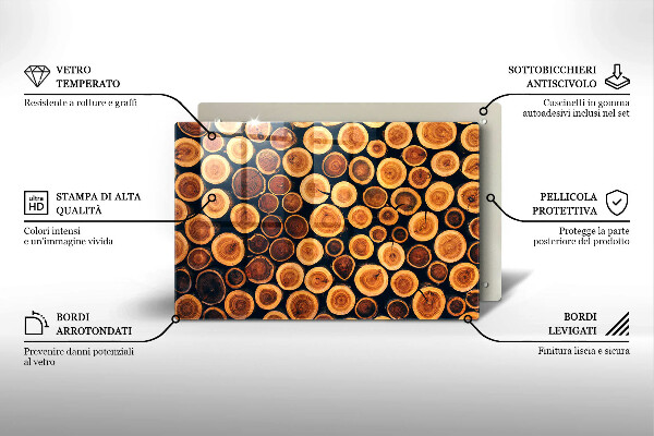 Glas Herdabdeckplatte Baumstümpfe aus Holz