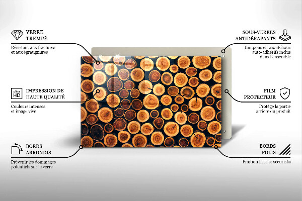 Glas Herdabdeckplatte Baumstümpfe aus Holz