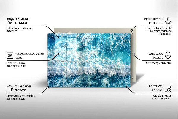 Glas Herdabdeckplatte Meerwasserwellen